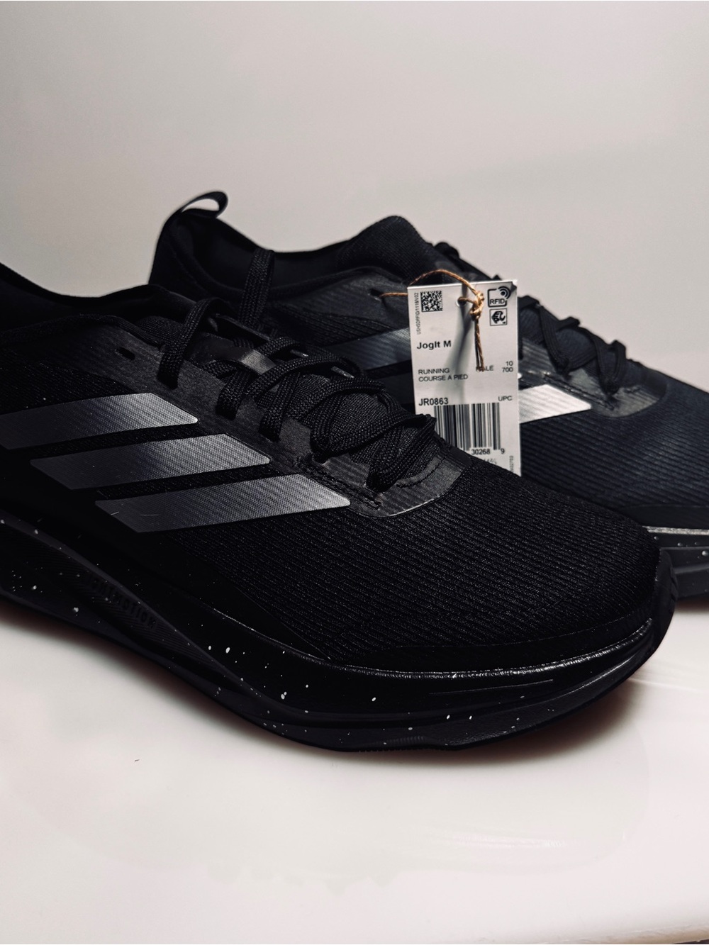 adidas Black Men's Athletic Running Shoes with Silver Stripes